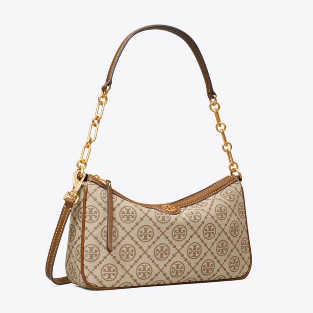 NWT Tory Burch T Monogram Studio Shoulder Crossbody Bag Hazelnut Brown 85137 - Picture 3 of 7
